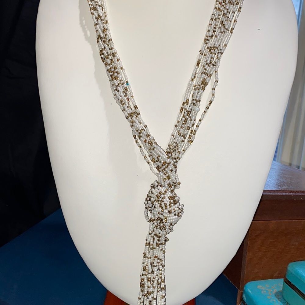 Seed Bead Wrap Long Open End Lariat Tassel Necklace